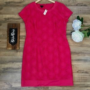 Talbots Eyelet Lace Hemstitch Pink Shift Dress 16P